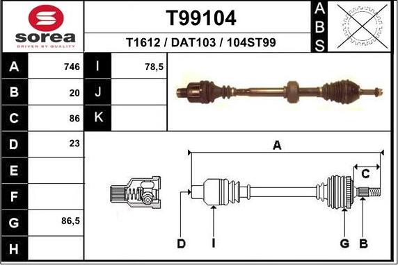 EAI T99104 - Albero motore / Semiasse autozon.pro