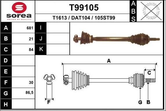 EAI T99105 - Albero motore / Semiasse autozon.pro