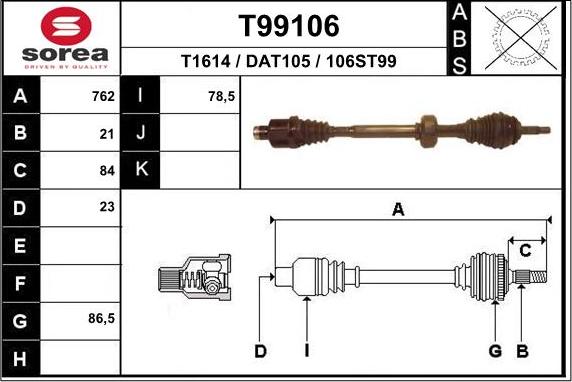 EAI T99106 - Albero motore / Semiasse autozon.pro