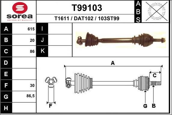 EAI T99103 - Albero motore / Semiasse autozon.pro