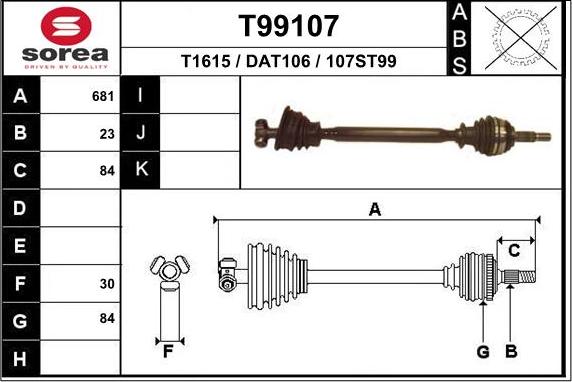 EAI T99107 - Albero motore / Semiasse autozon.pro