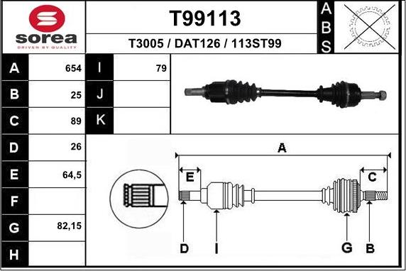 EAI T99113 - Albero motore / Semiasse autozon.pro