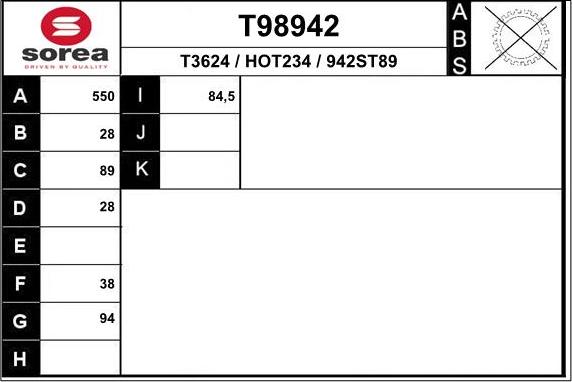 EAI T98942 - Albero motore / Semiasse autozon.pro