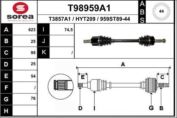 EAI T98959A1 - Albero motore / Semiasse autozon.pro