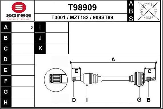 EAI T98909 - Albero motore / Semiasse autozon.pro