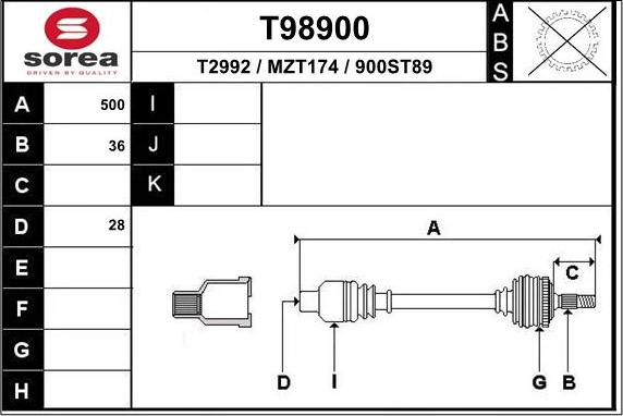 EAI T98900 - Albero motore / Semiasse autozon.pro