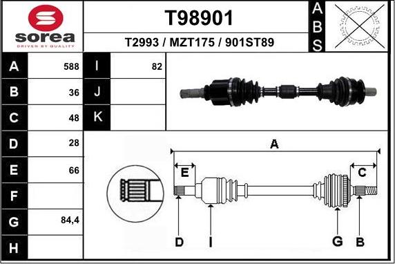 EAI T98901 - Albero motore / Semiasse autozon.pro