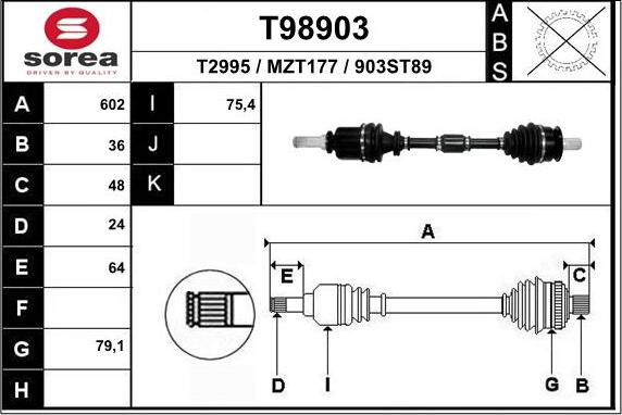 EAI T98903 - Albero motore / Semiasse autozon.pro