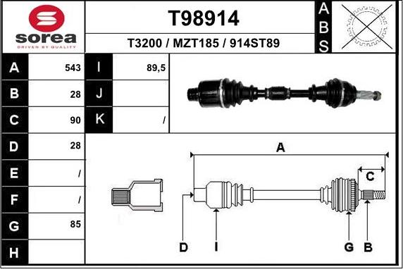 EAI T98914 - Albero motore / Semiasse autozon.pro