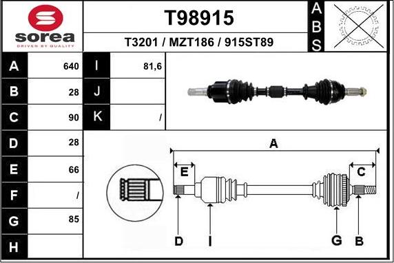 EAI T98915 - Albero motore / Semiasse autozon.pro