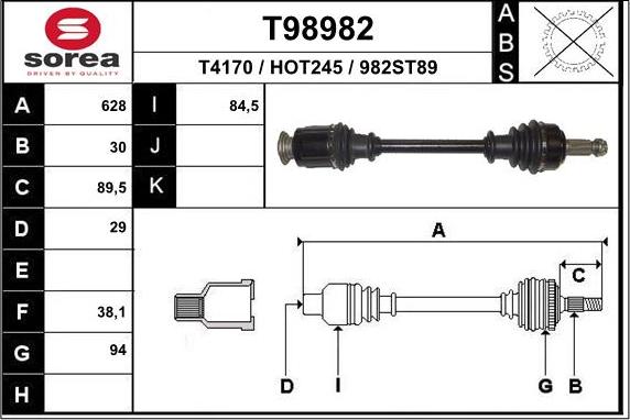 EAI T98982 - Albero motore / Semiasse autozon.pro