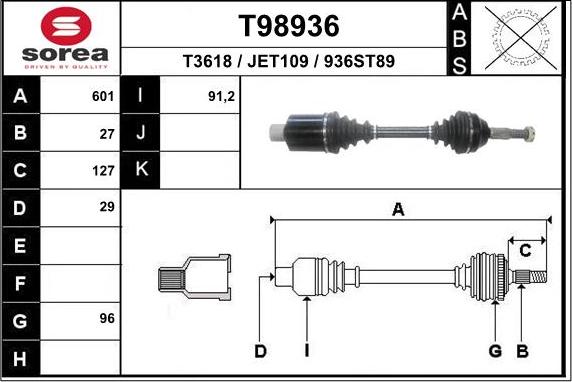 EAI T98936 - Albero motore / Semiasse autozon.pro