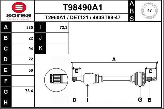 EAI T98490A1 - Albero motore / Semiasse autozon.pro