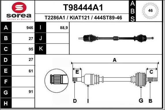 EAI T98444A1 - Albero motore / Semiasse autozon.pro