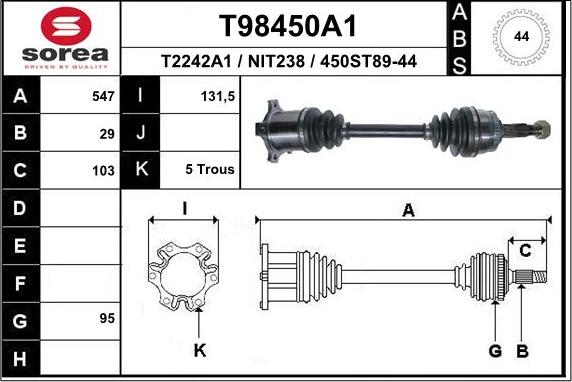 EAI T98450A1 - Albero motore / Semiasse autozon.pro