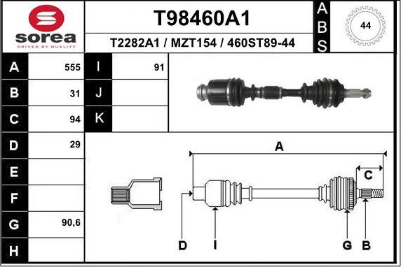 EAI T98460A1 - Albero motore / Semiasse autozon.pro