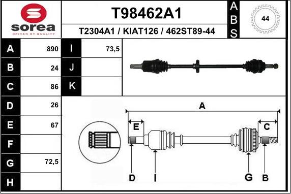 EAI T98462A1 - Albero motore / Semiasse autozon.pro