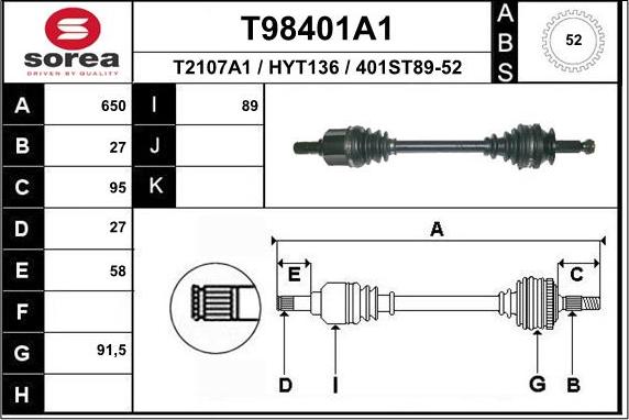 EAI T98401A1 - Albero motore / Semiasse autozon.pro