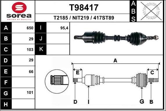 EAI T98417 - Albero motore / Semiasse autozon.pro