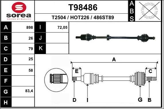 EAI T98486 - Albero motore / Semiasse autozon.pro