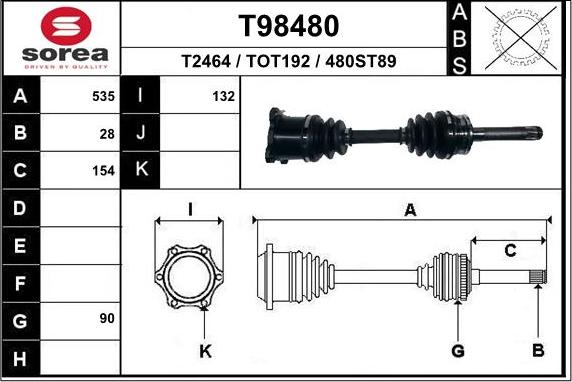 EAI T98480 - Albero motore / Semiasse autozon.pro