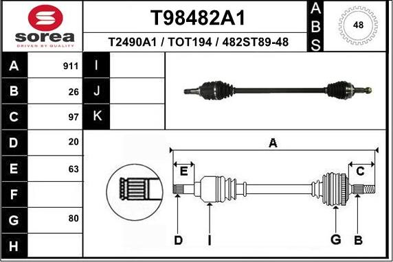 EAI T98482A1 - Albero motore / Semiasse autozon.pro