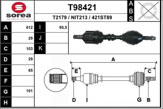 EAI T98421 - Albero motore / Semiasse autozon.pro