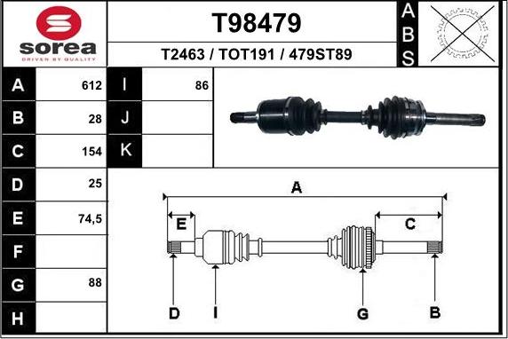 EAI T98479 - Albero motore / Semiasse autozon.pro