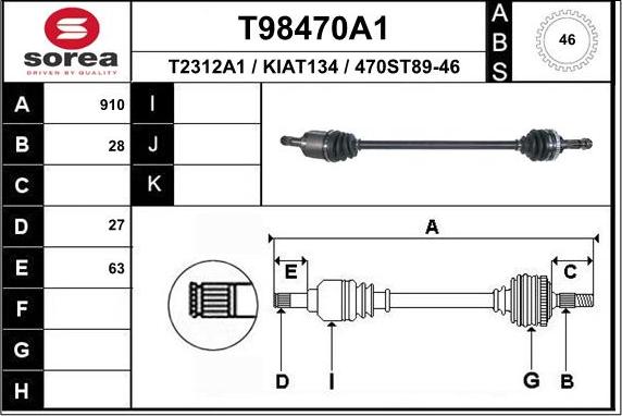 EAI T98470A1 - Albero motore / Semiasse autozon.pro