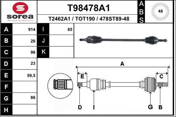 EAI T98478A1 - Albero motore / Semiasse autozon.pro