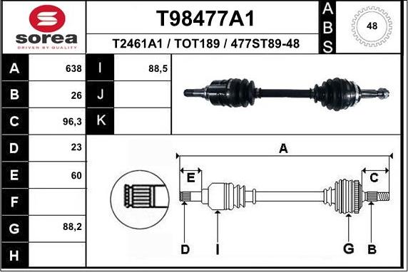 EAI T98477A1 - Albero motore / Semiasse autozon.pro