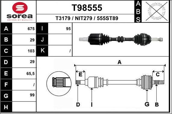 EAI T98555 - Albero motore / Semiasse autozon.pro