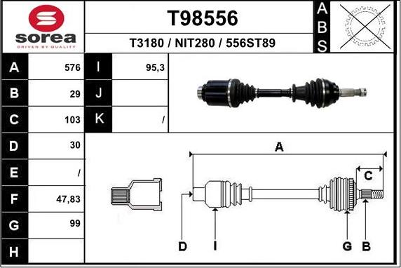 EAI T98556 - Albero motore / Semiasse autozon.pro