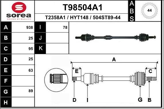 EAI T98504A1 - Albero motore / Semiasse autozon.pro