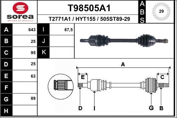 EAI T98505A1 - Albero motore / Semiasse autozon.pro