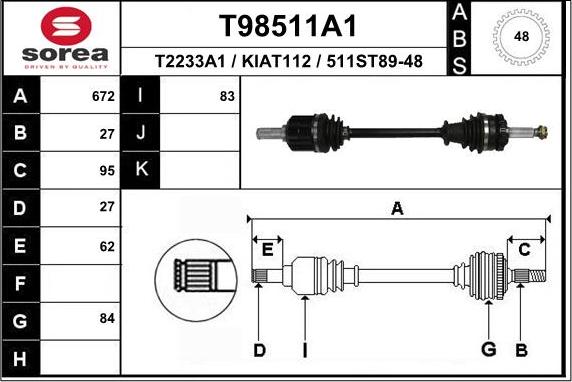 EAI T98511A1 - Albero motore / Semiasse autozon.pro