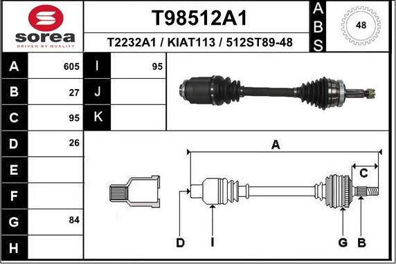 EAI T98512A1 - Albero motore / Semiasse autozon.pro