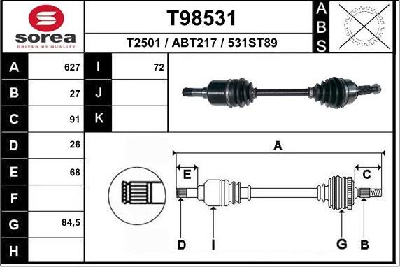 EAI T98531 - Albero motore / Semiasse autozon.pro