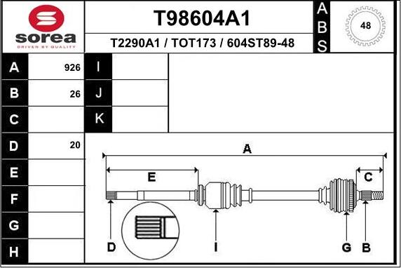 EAI T98604A1 - Albero motore / Semiasse autozon.pro