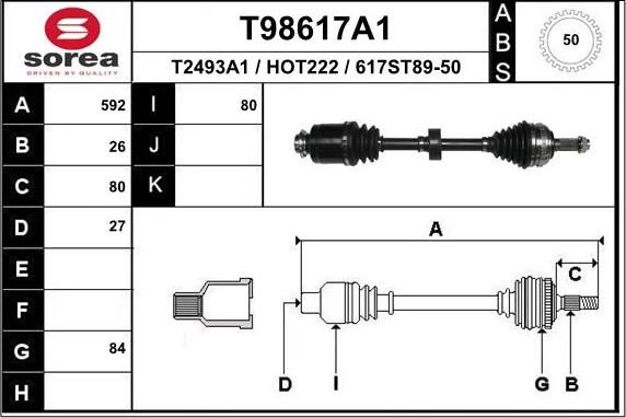 EAI T98617A1 - Albero motore / Semiasse autozon.pro