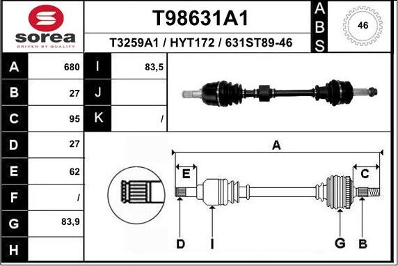 EAI T98631A1 - Albero motore / Semiasse autozon.pro