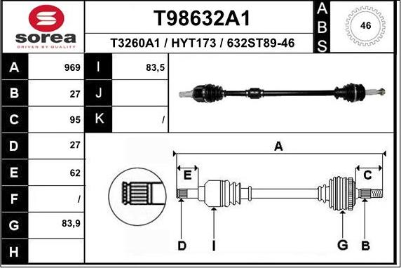 EAI T98632A1 - Albero motore / Semiasse autozon.pro