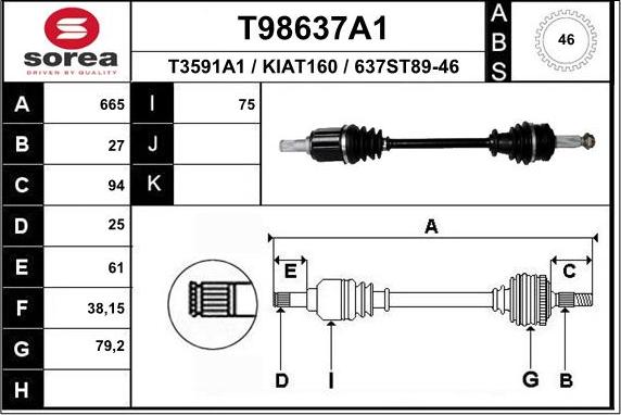 EAI T98637A1 - Albero motore / Semiasse autozon.pro