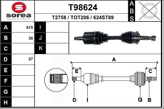 EAI T98624 - Albero motore / Semiasse autozon.pro