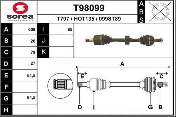 EAI T98099 - Albero motore / Semiasse autozon.pro