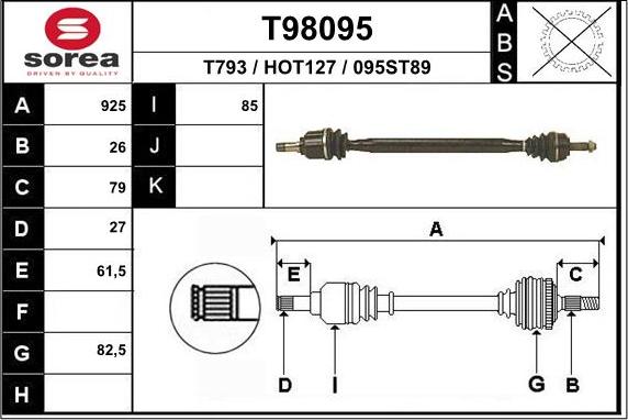 EAI T98095 - Albero motore / Semiasse autozon.pro