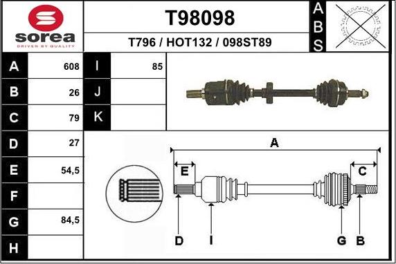 EAI T98098 - Albero motore / Semiasse autozon.pro