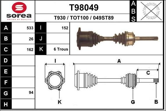 EAI T98049 - Albero motore / Semiasse autozon.pro