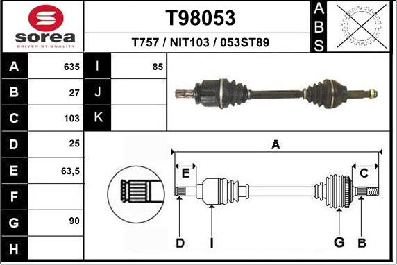 EAI T98053 - Albero motore / Semiasse autozon.pro