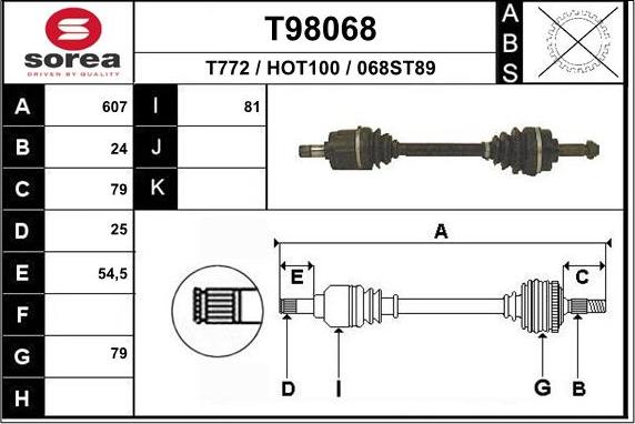 EAI T98068 - Albero motore / Semiasse autozon.pro